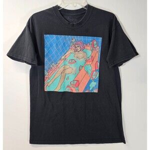 Spencers Bathtub Girl TV Graphic T-Shirt Size L Surreal Vaporwave Art Tee
